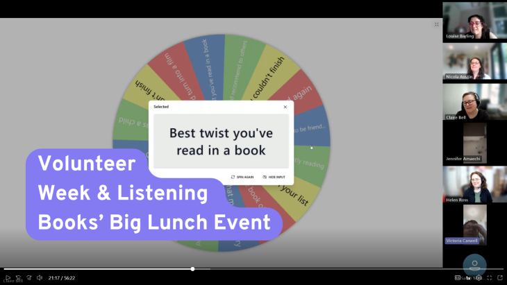 Listening Books celebrate Volunteers Week and the National Year of Reading our own Big Lunch event!