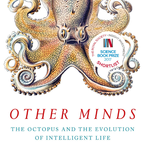 The audiobook cover of Other Minds with a large illustration of an octopus in the centre