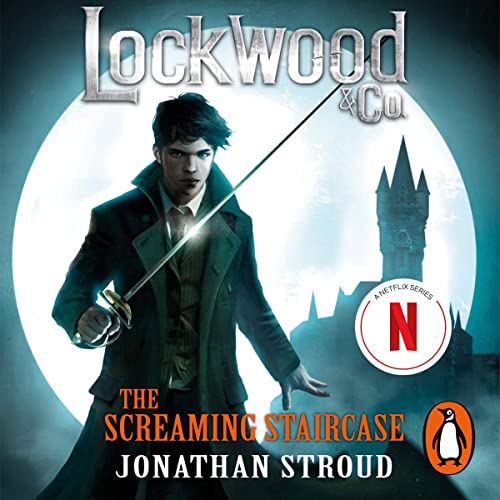 The audiobook artwork for Lockwood & Co. Book 1: The Screaming Staircase as part of the Halloween audiobook Halloween recommendations for kids