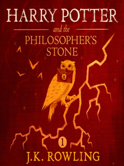 The book cover for Harry Potter and the Philosopher's Stone by J.K Rowling